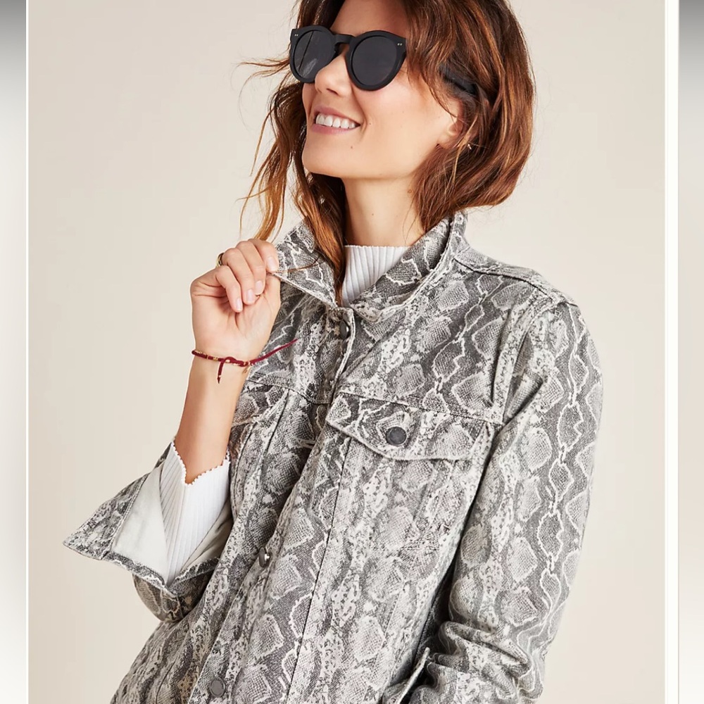 BLANKNYC Snakeskin Print Denim Jacket